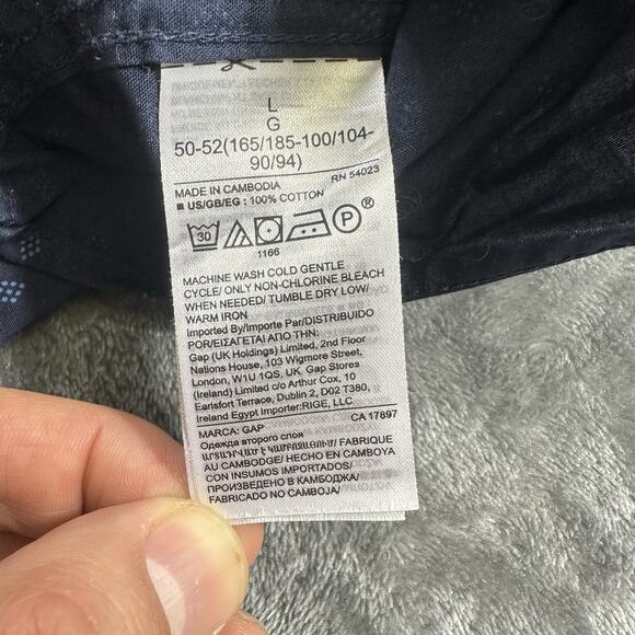 Gap‎ Button Down Shirt Mens Large Blue Untucked Collared Geometric Print - Picture 4 of 9